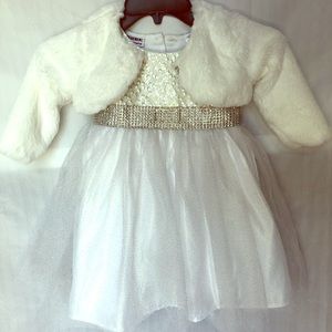 Blueberi Toddler Dress with Faux Fur Shrug